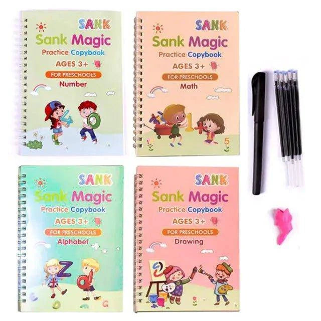 4 Books Pen Magic Copy Book – Make Handwriting Fun and Reusable for Kids - Home Kartz