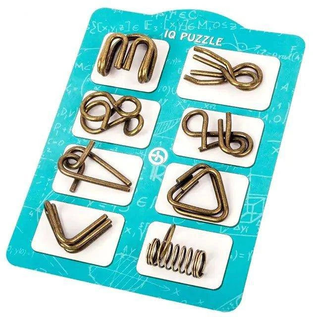 8-Piece Metal Montessori IQ Brain Teaser Puzzle Set – Fun & Challenging Puzzles for All Ages - Home Kartz