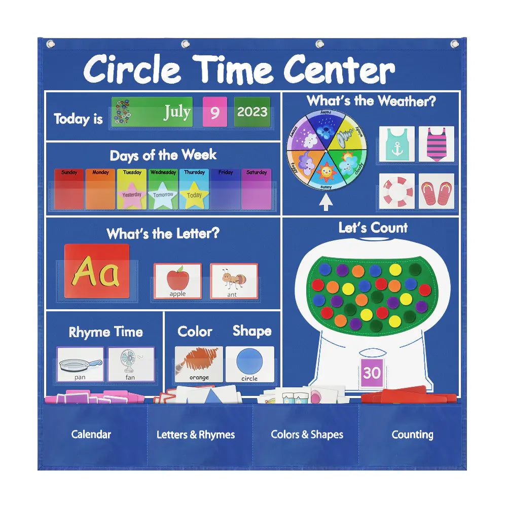 Circle Time Learning Center Card Bag | All-in-One Calendar, Weather & Math Kit