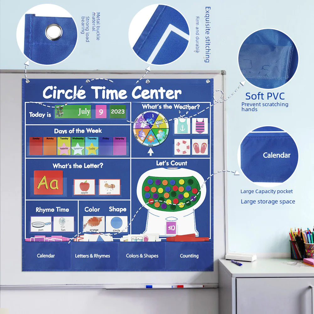 Circle Time Learning Center Card Bag | All-in-One Calendar, Weather & Math Kit