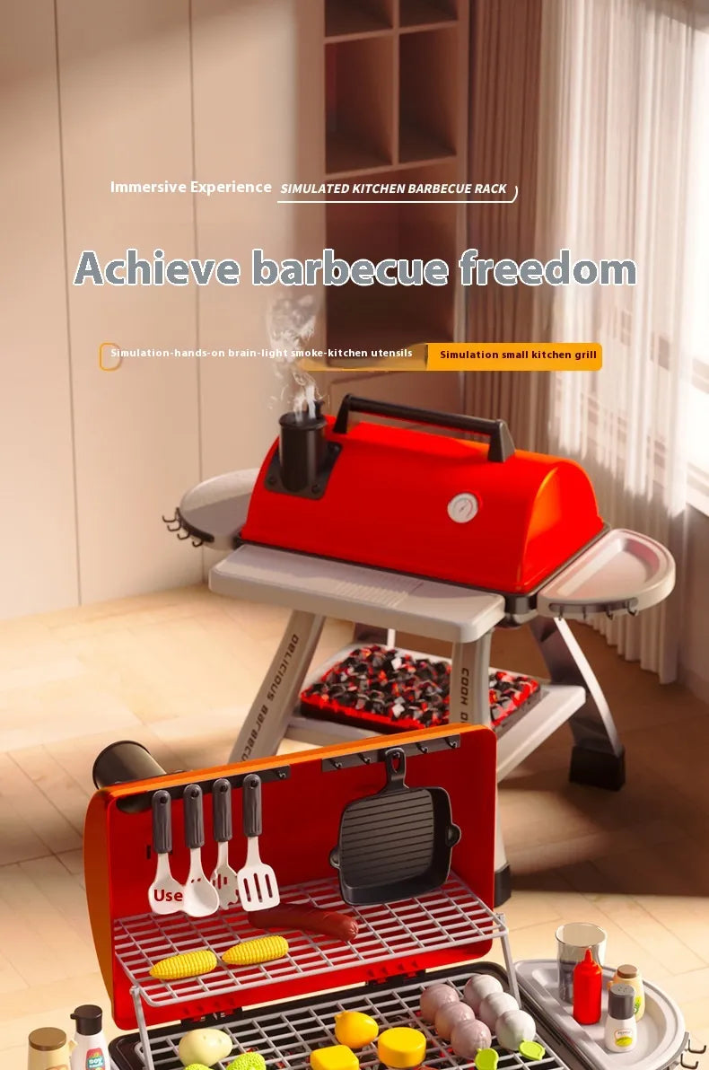 Master the Grill: Simulation Kitchen Cooking Spray Barbecue Table Toy Suit