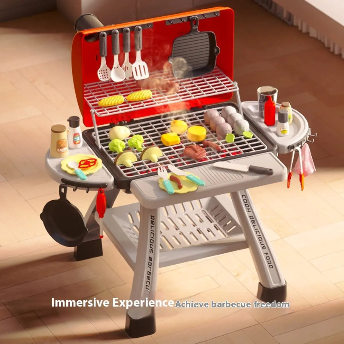 Master the Grill: Simulation Kitchen Cooking Spray Barbecue Table Toy Suit