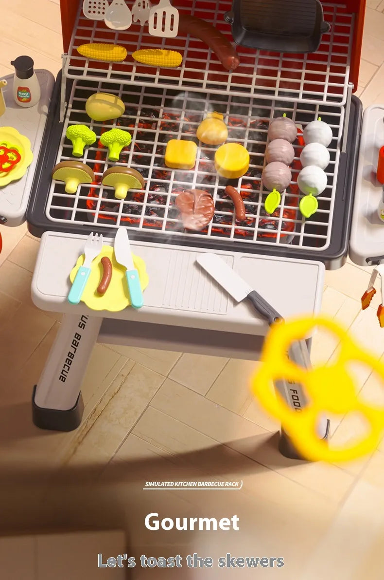 Master the Grill: Simulation Kitchen Cooking Spray Barbecue Table Toy Suit