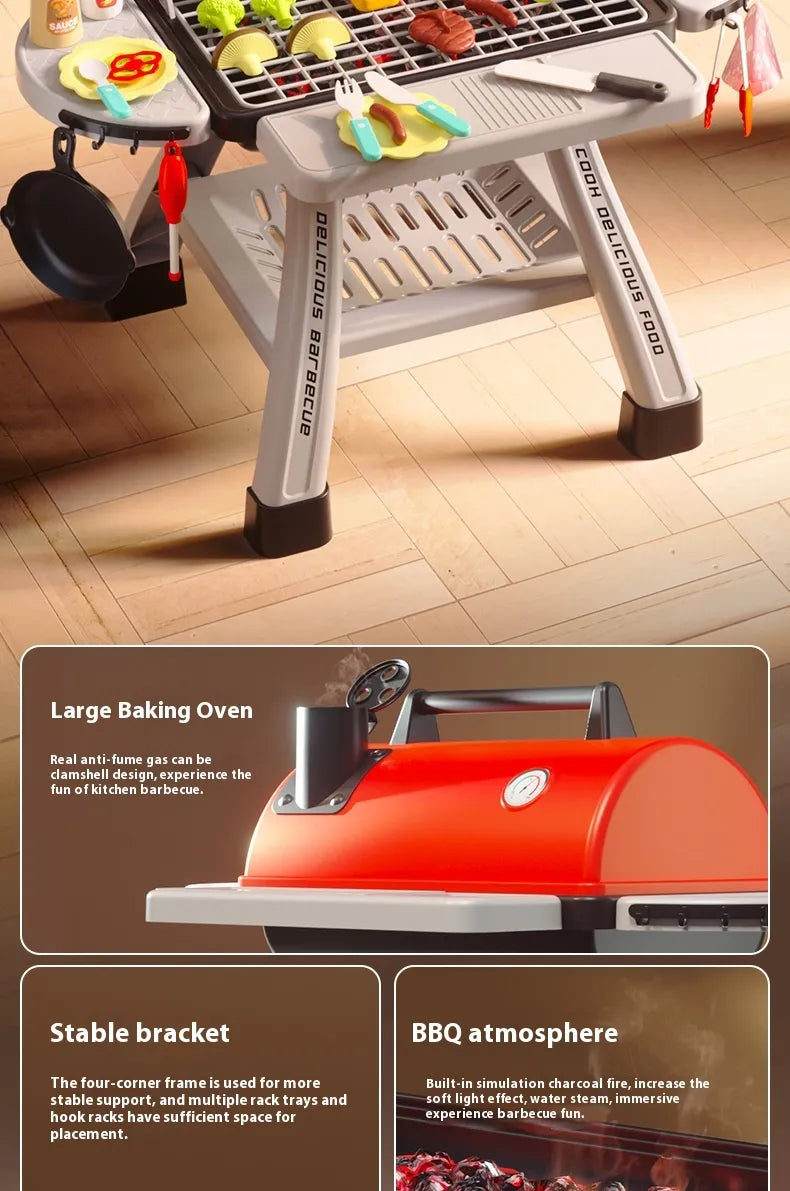Master the Grill: Simulation Kitchen Cooking Spray Barbecue Table Toy Suit