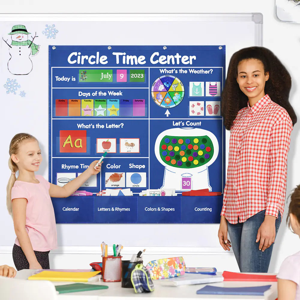 Circle Time Learning Center Card Bag | All-in-One Calendar, Weather & Math Kit