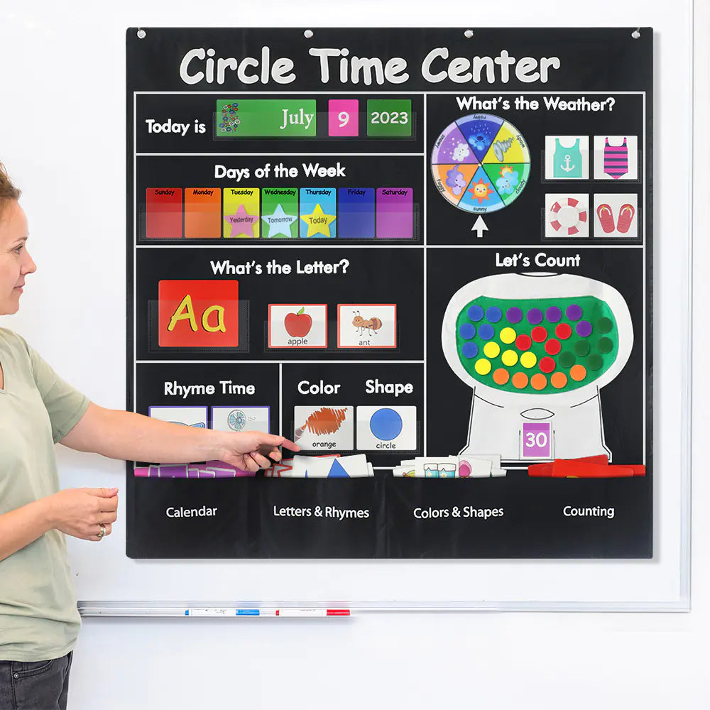 Circle Time Learning Center Card Bag | All-in-One Calendar, Weather & Math Kit
