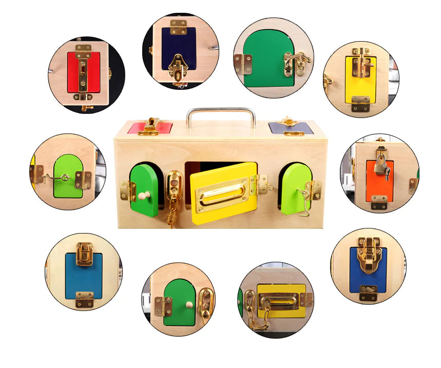 Wooden Montessori Lock Box | Develop Fine Motor Skills, Focus & Practical Life