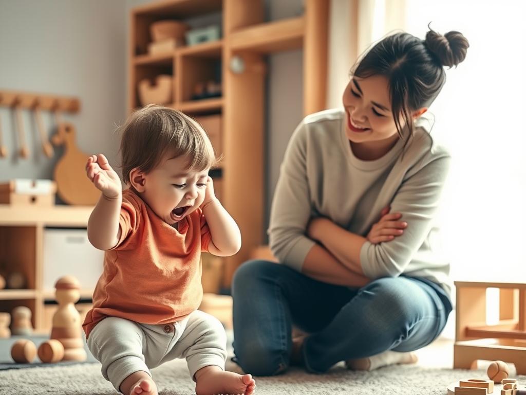 Toddler expressing big emotions during a tantrum while parent remains calm
