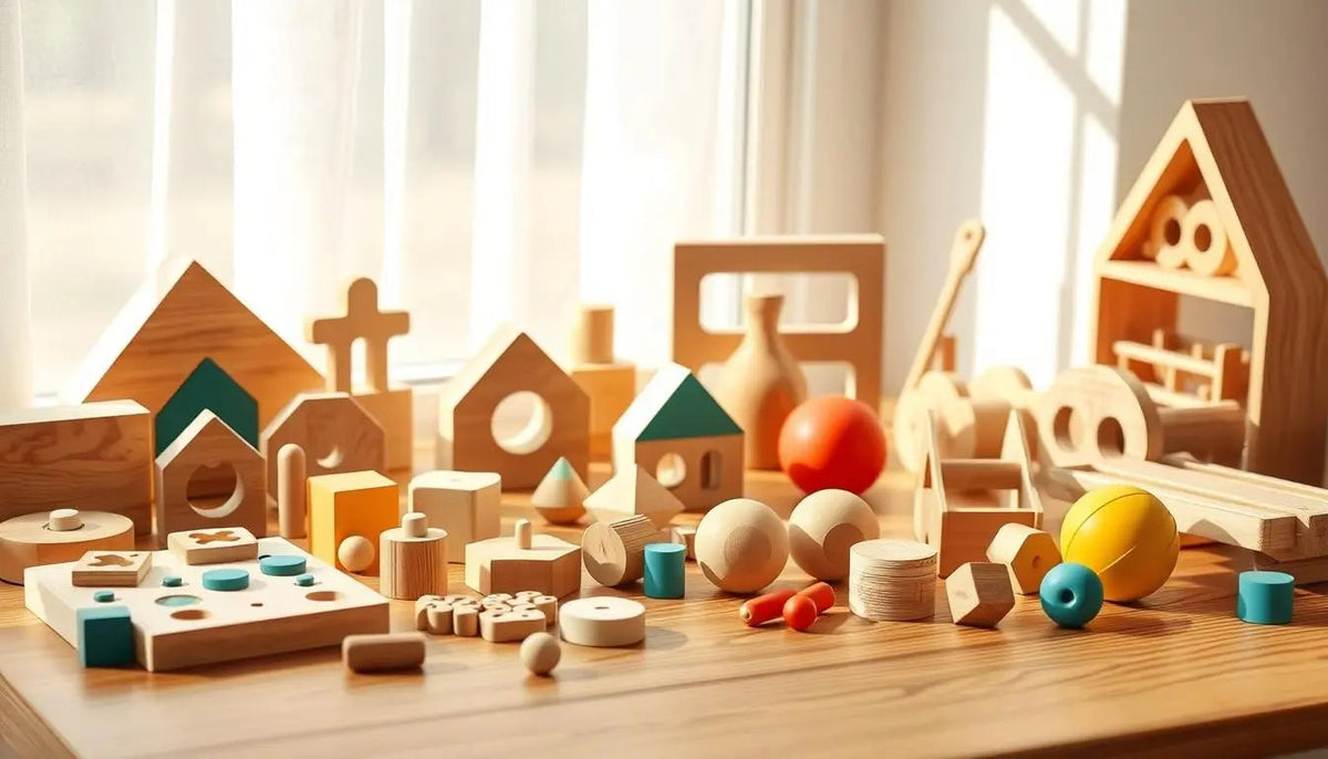 Montessori gifts arranged by age and hands-on learning skill
