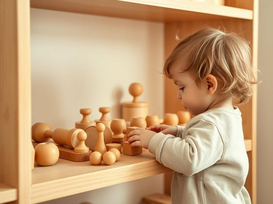 A child engaged with Montessori materials showing signs of developmental progress when to retire toys
