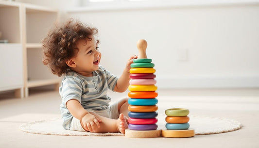 Stacking toys for 1-year-olds with safe pieces for supervised hands-on play