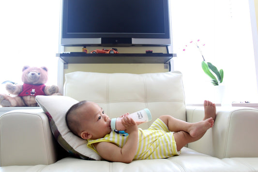 Toys for a 2-month-old baby used during calm supervised play