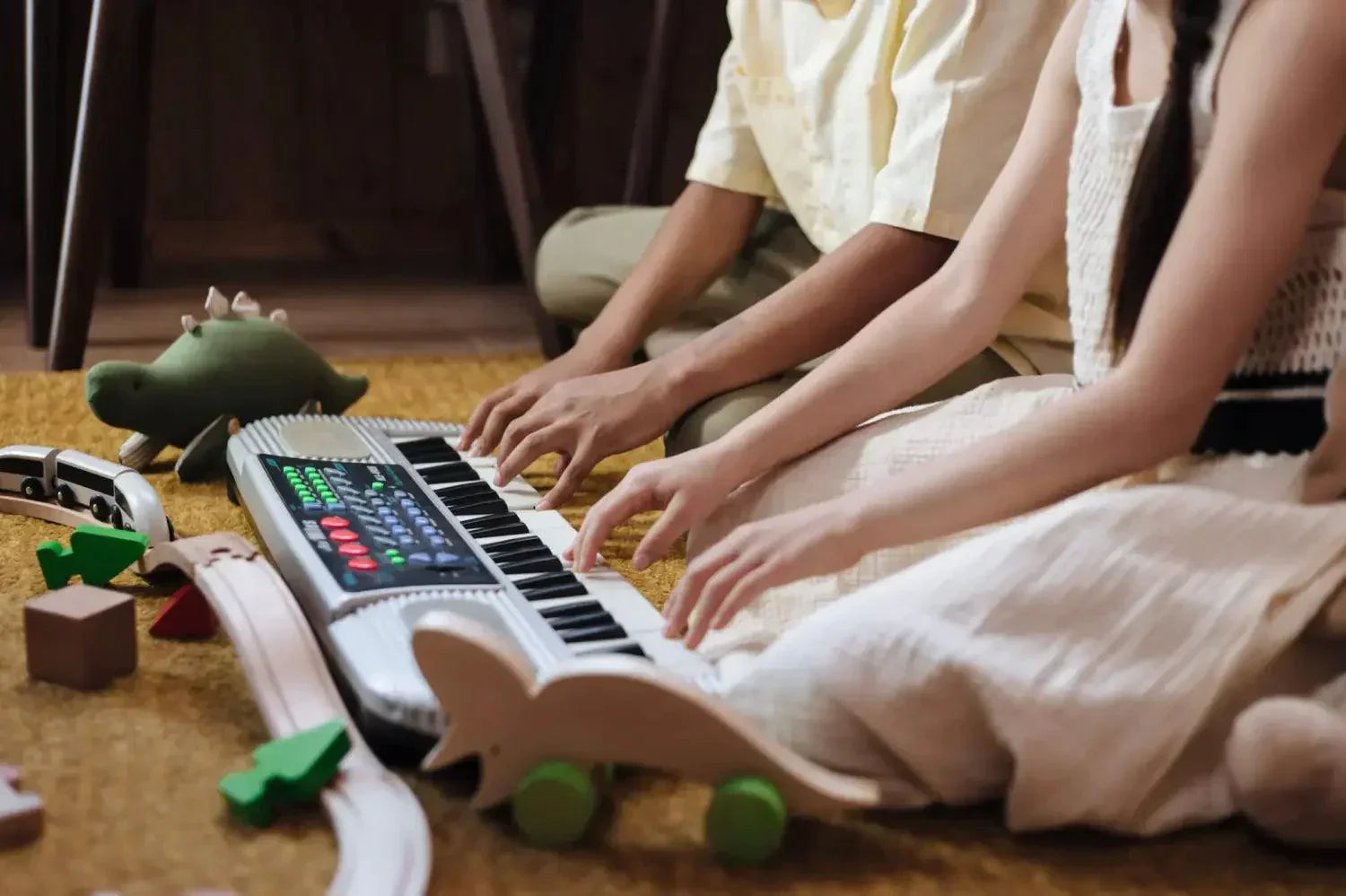 Musical toys for toddlers including shakers, drums and rhythm play