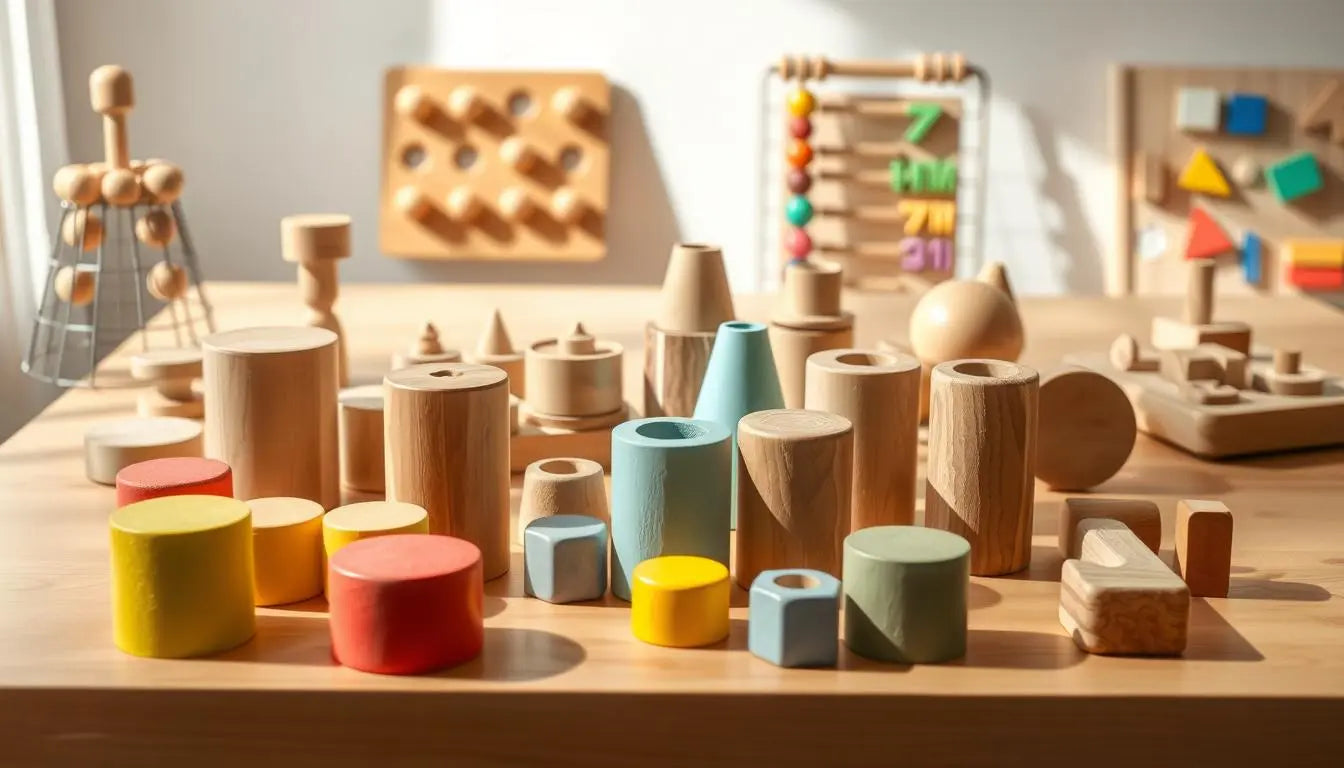 Montessori building blocks for open-ended stacking and construction