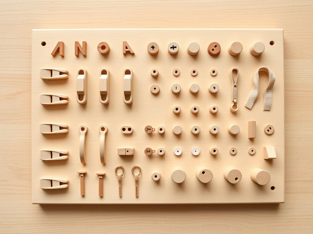 Montessori busy board with latches and sensory activities for toddlers