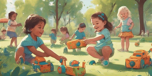 children playing with eco-friendly toys in a park