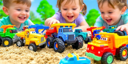 Best toy trucks for 2-year-olds arranged for imaginative play
