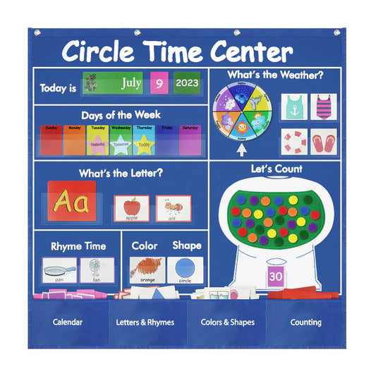 Circle Time Learning Center Card Bag | All-in-One Calendar, Weather & Math Kit