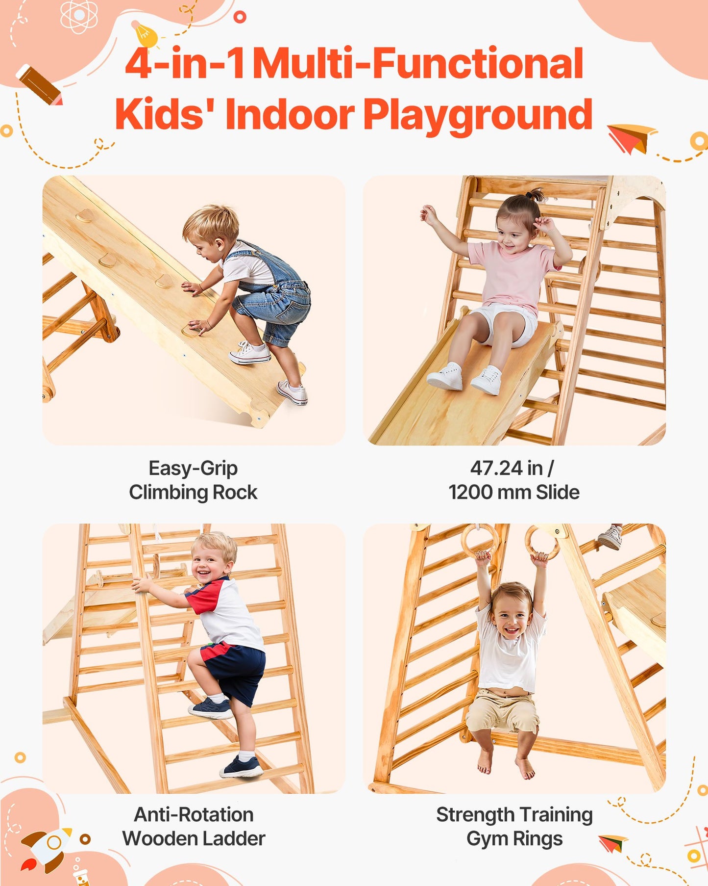Climb, Slide, Swing, & Succeed. Give Your Child the Heavy-Duty 4 in 1 Indoor Playground Designed to Master Coordination and Independent Confidence