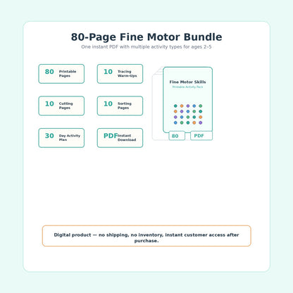 Fine Motor Skills Printable Activity Pack (80 Pages) | Ages 2–5