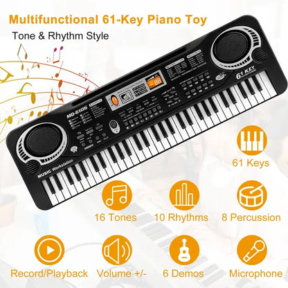Upgrade Their Talent, Not Just Their Toybox. The 61-Key Professional-Style Keyboard with Microphone, Recording & Master Volume Control