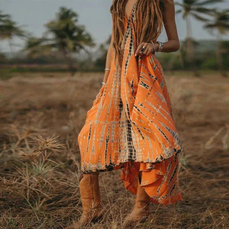 Women’s Sexy Sleeveless Necktie Maxi Dress – Boho Backless Summer Dress - Home Kartz