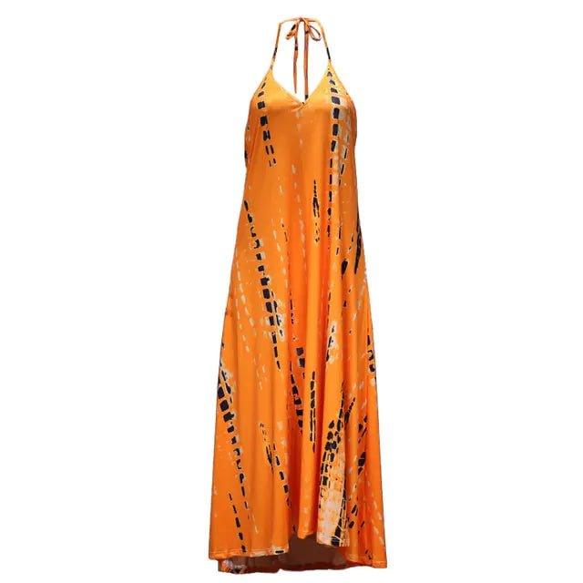 Women’s Sexy Sleeveless Necktie Maxi Dress – Boho Backless Summer Dress - Home Kartz