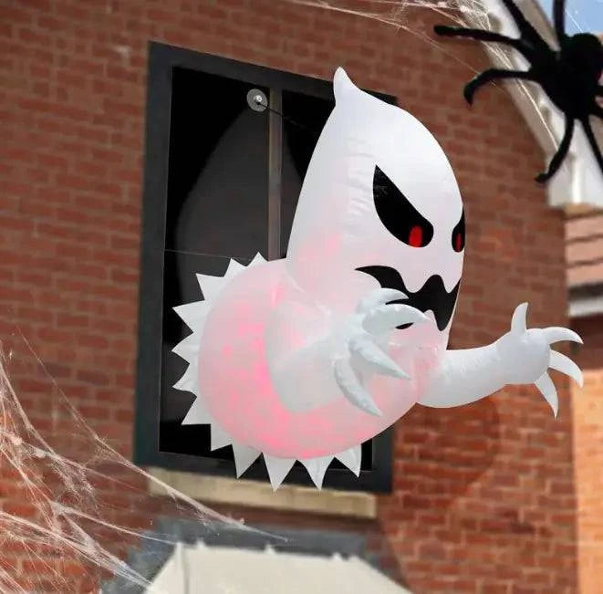Spooky Halloween Inflatable Outdoor Ghost with LED Lights – 6ft Tall - Home Kartz