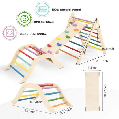 Pink Montessori Foldable Climbing Triangle Set (2-Piece) | Indoor Toddler Climbing Gym for Ages 1-3 Eco Kids Bay