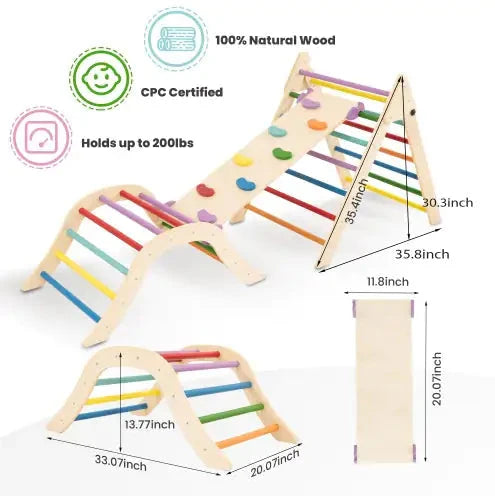 Pink Montessori Foldable Climbing Triangle Set (2-Piece) | Indoor Toddler Climbing Gym for Ages 1-3 Eco Kids Bay