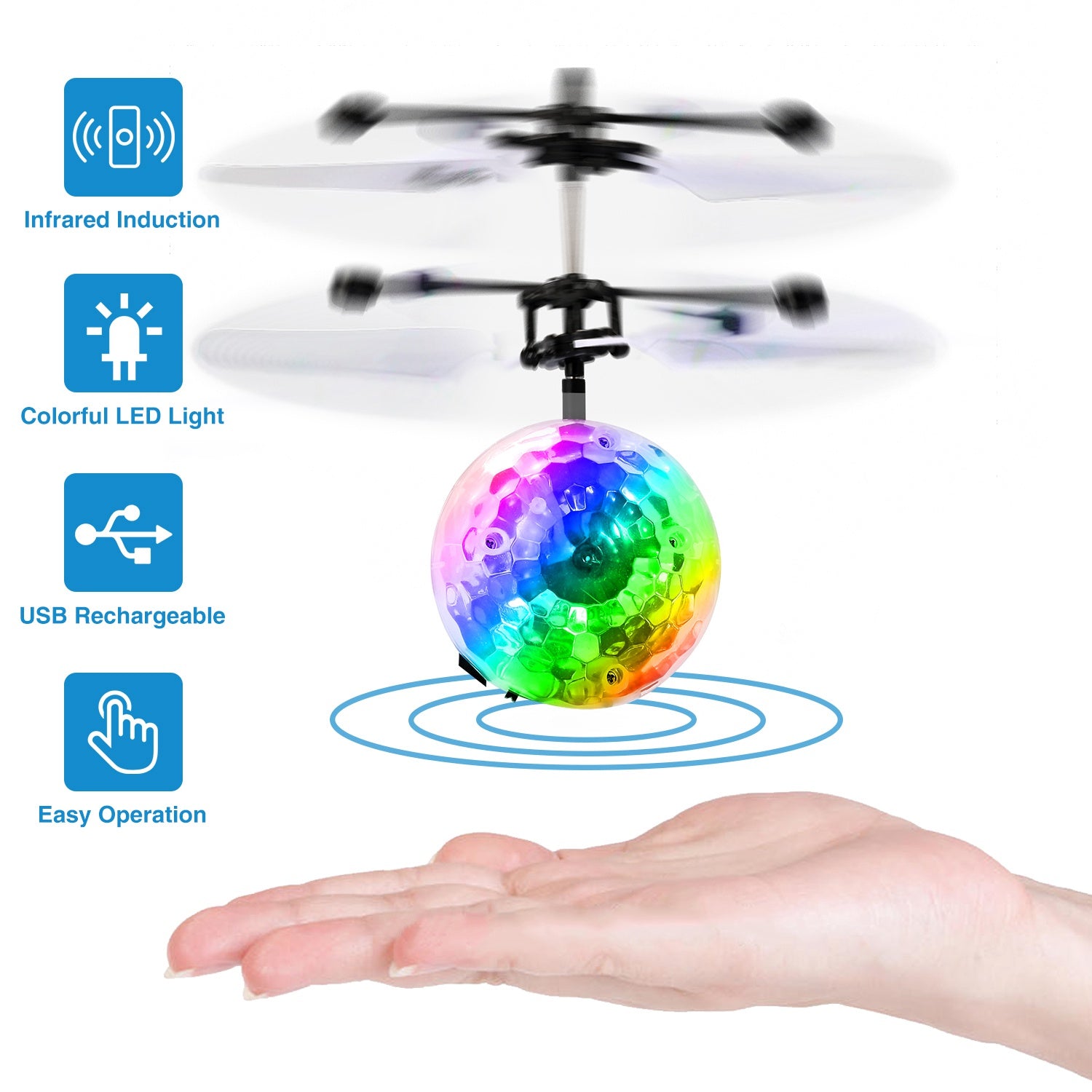 🚀 Hand-Control LED RC Flying Ball – Smart Infrared Induction Mini Drone for Kids