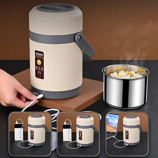 🍱 USB Electric Heated Lunch Box | Stainless Steel, Portable & Perfect for Hot Meals on the Go 🌟 - Home Kartz