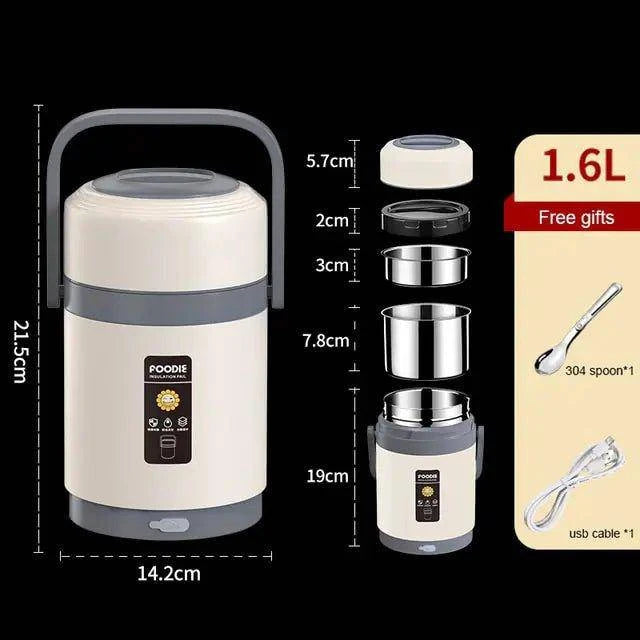 🍱 USB Electric Heated Lunch Box | Stainless Steel, Portable & Perfect for Hot Meals on the Go 🌟 - Home Kartz