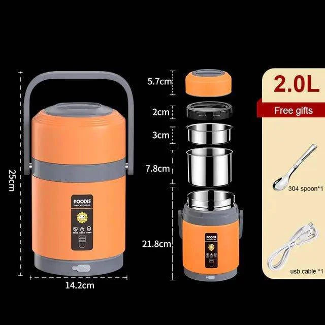 🍱 USB Electric Heated Lunch Box | Stainless Steel, Portable & Perfect for Hot Meals on the Go 🌟 - Home Kartz