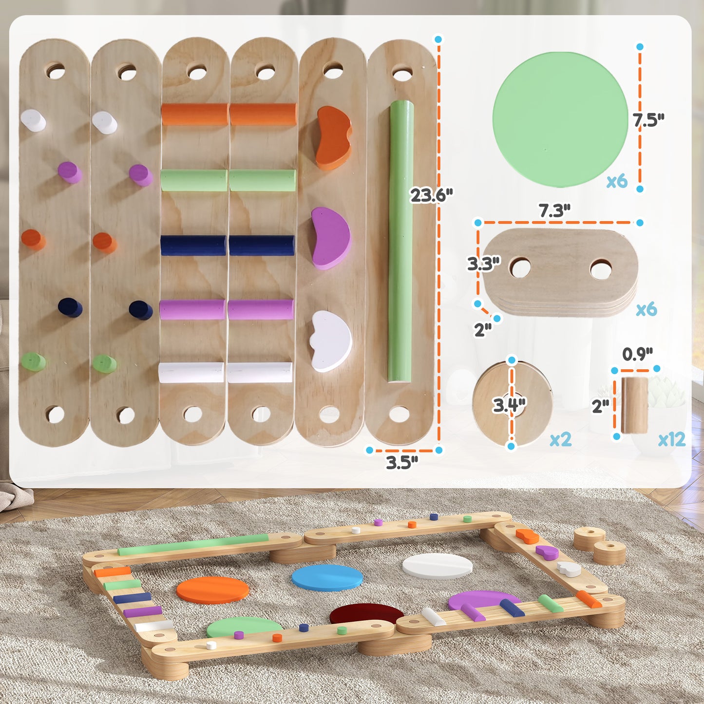 Wooden Balance Beam Set for Kids