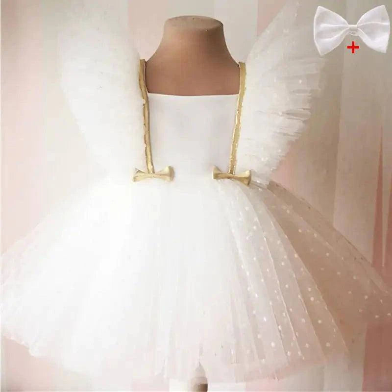 White Baby Baptism Dress with Ruffle Sleeves – Elegance for Your Baby’s Special Day - Home Kartz