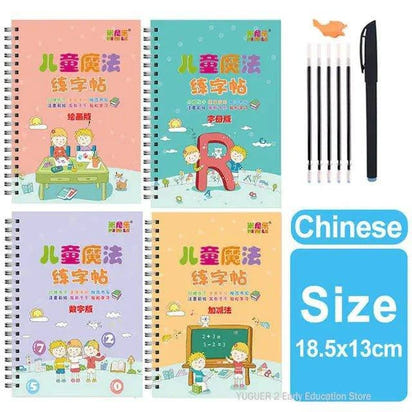 4 Books Pen Magic Copy Book – Make Handwriting Fun and Reusable for Kids - Home Kartz