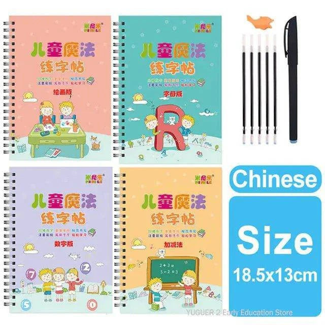 4 Books Pen Magic Copy Book – Make Handwriting Fun and Reusable for Kids - Home Kartz