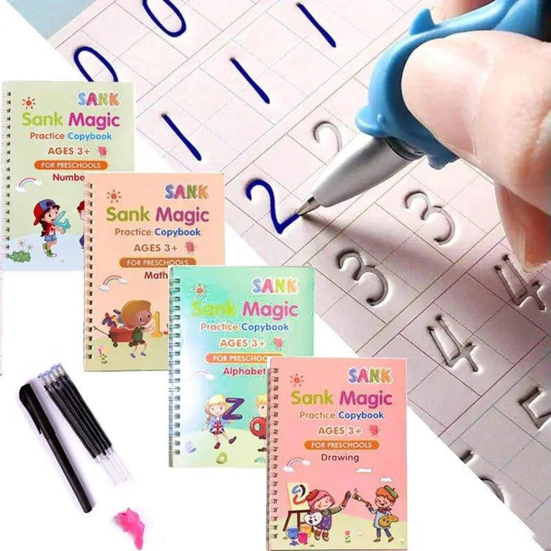 4 Books Pen Magic Copy Book – Make Handwriting Fun and Reusable for Kids - Home Kartz