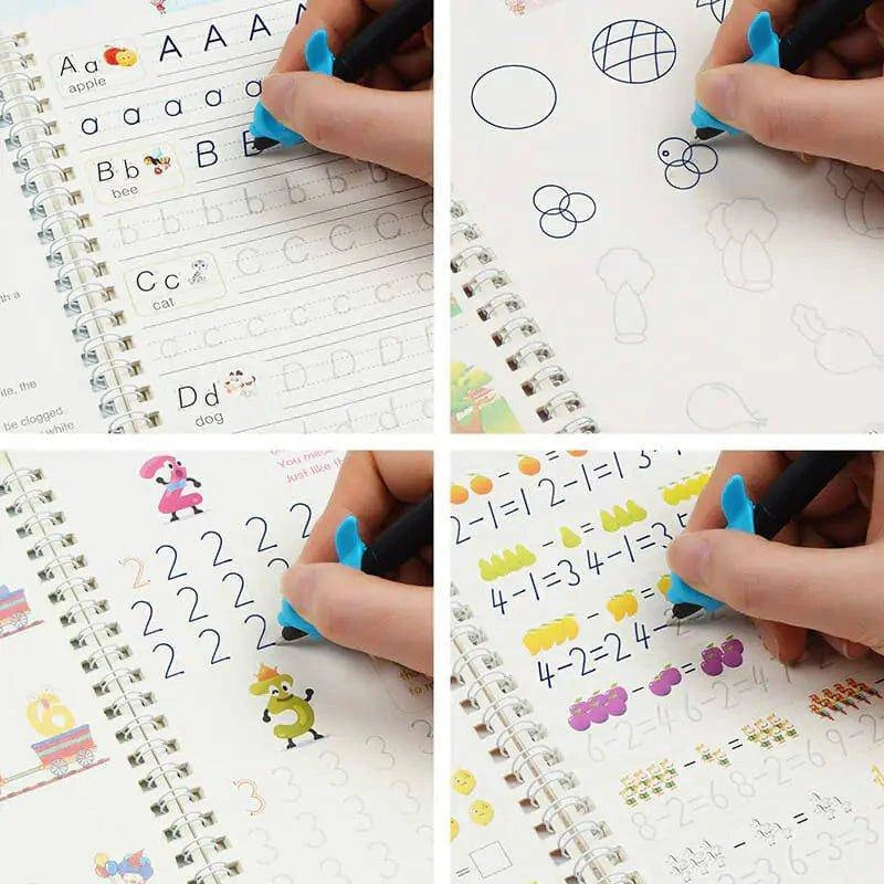4 Books Pen Magic Copy Book – Make Handwriting Fun and Reusable for Kids - Home Kartz