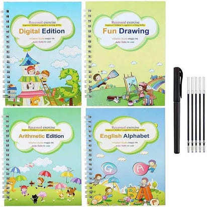 4 Books Pen Magic Copy Book – Make Handwriting Fun and Reusable for Kids - Home Kartz