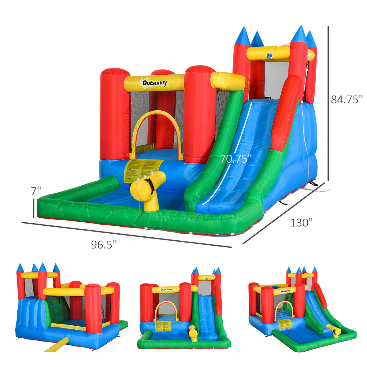 6-in-1 Inflatable Water Slide and Splash Pool