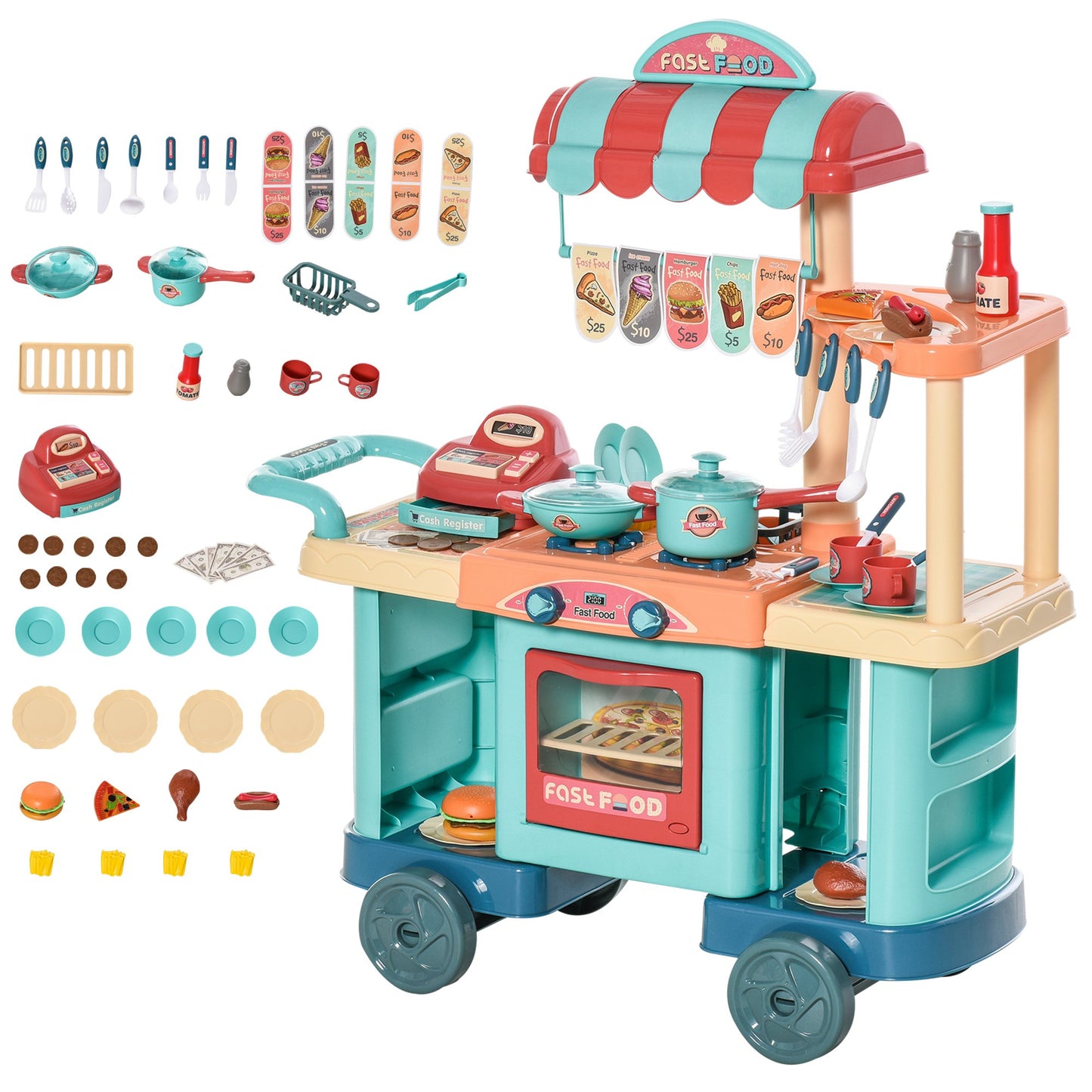 🍳 From Chef to CEO. The 3-in-1 Food Stand That Turns Your Playroom Into a Busy Bistro, Grocery Shop, and Cashier Counter