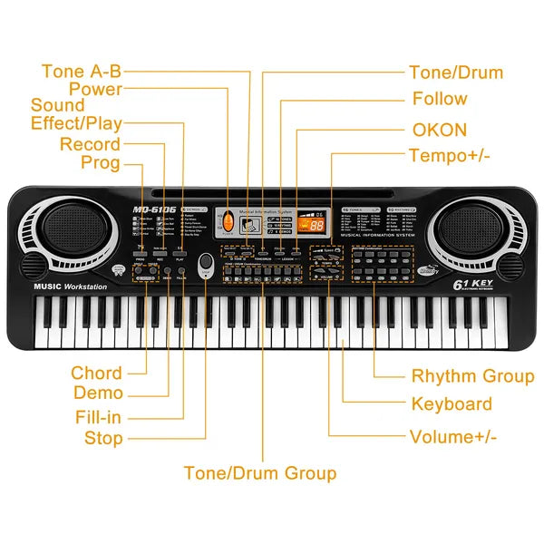 Upgrade Their Talent, Not Just Their Toybox. The 61-Key Professional-Style Keyboard with Microphone, Recording & Master Volume Control
