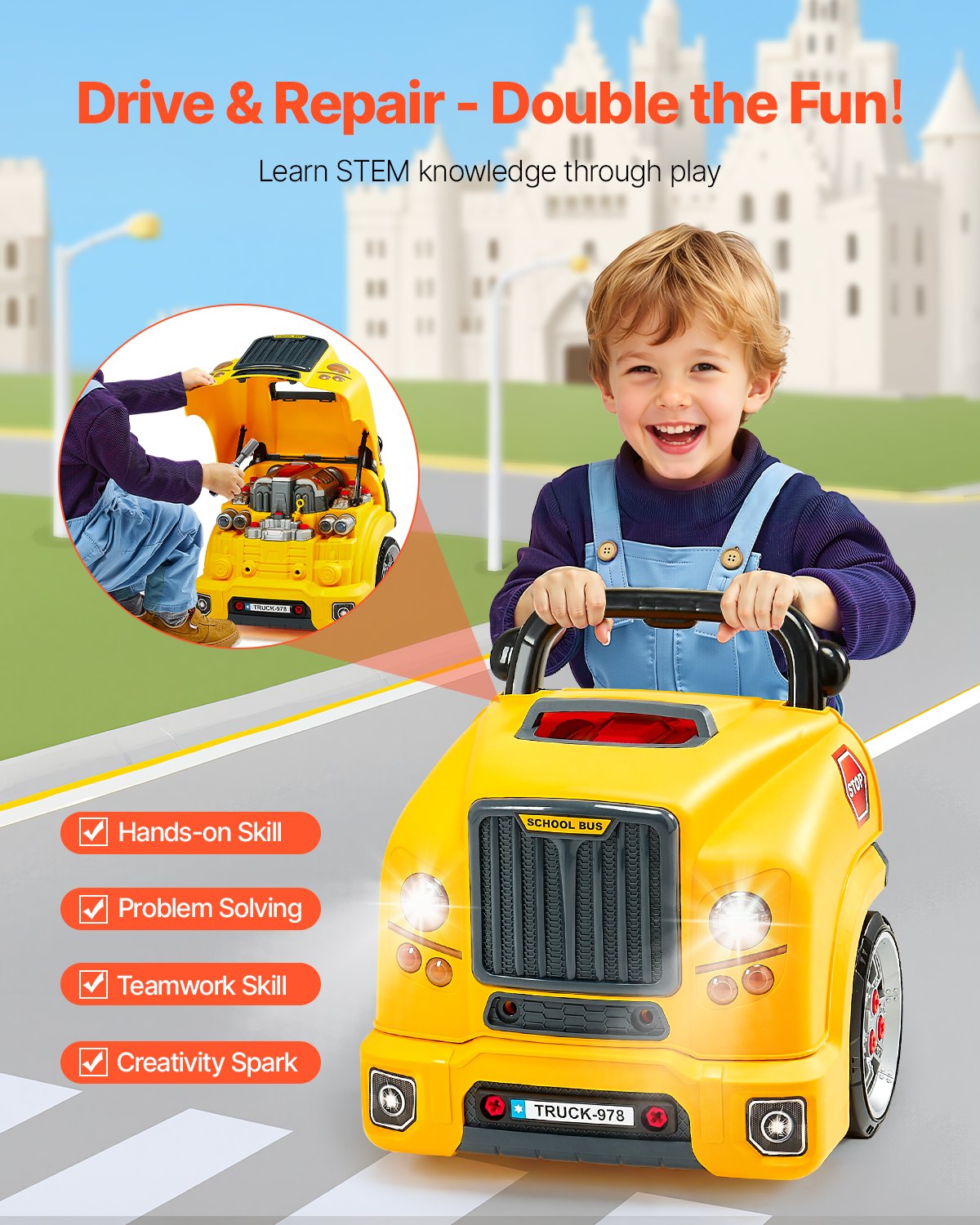 60-Piece Kids Mechanic Car Repair Set