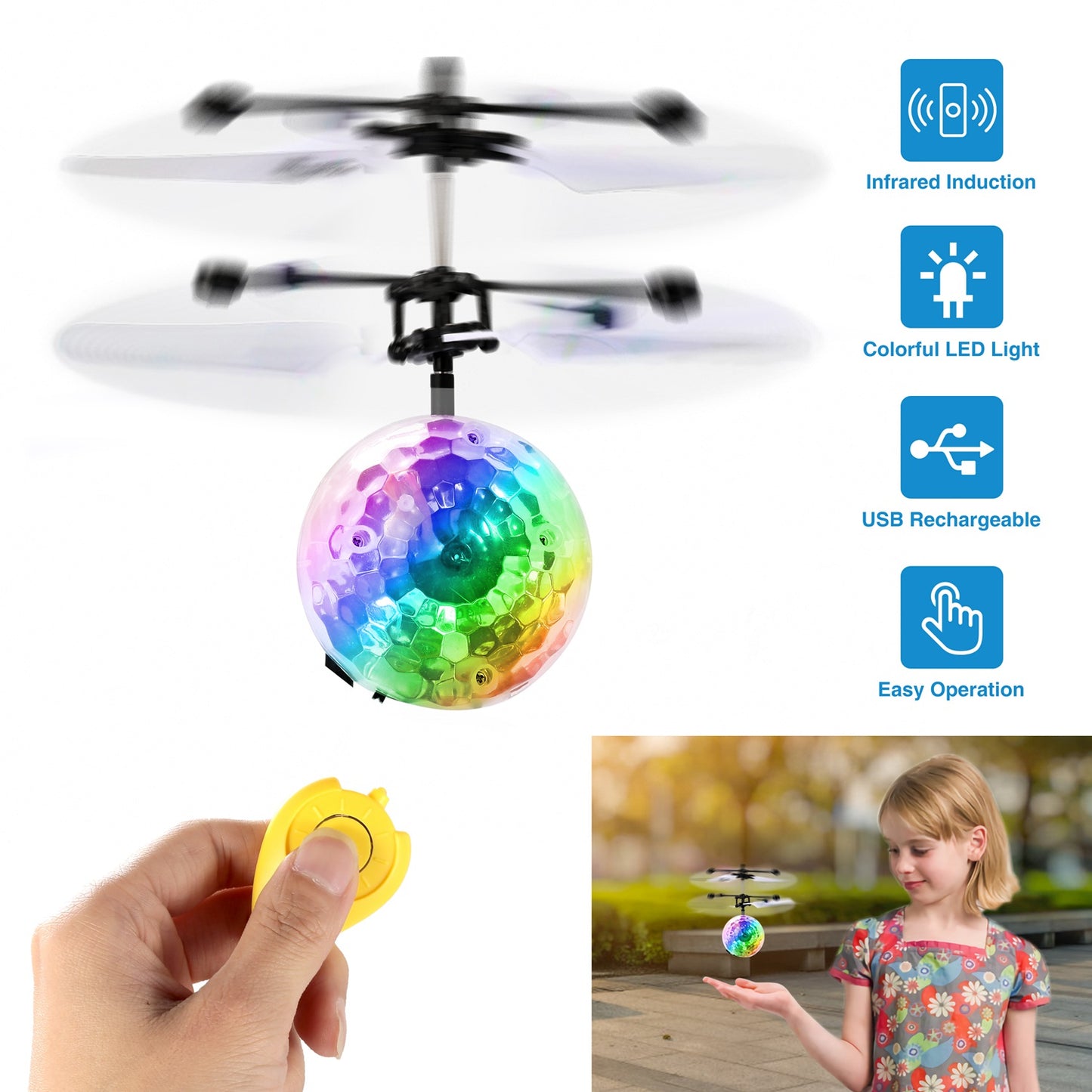 Hand-Controlled Flying Ball Toy with LED Lights