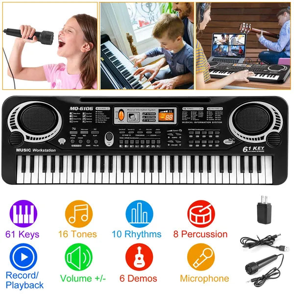 Upgrade Their Talent, Not Just Their Toybox. The 61-Key Professional-Style Keyboard with Microphone, Recording & Master Volume Control