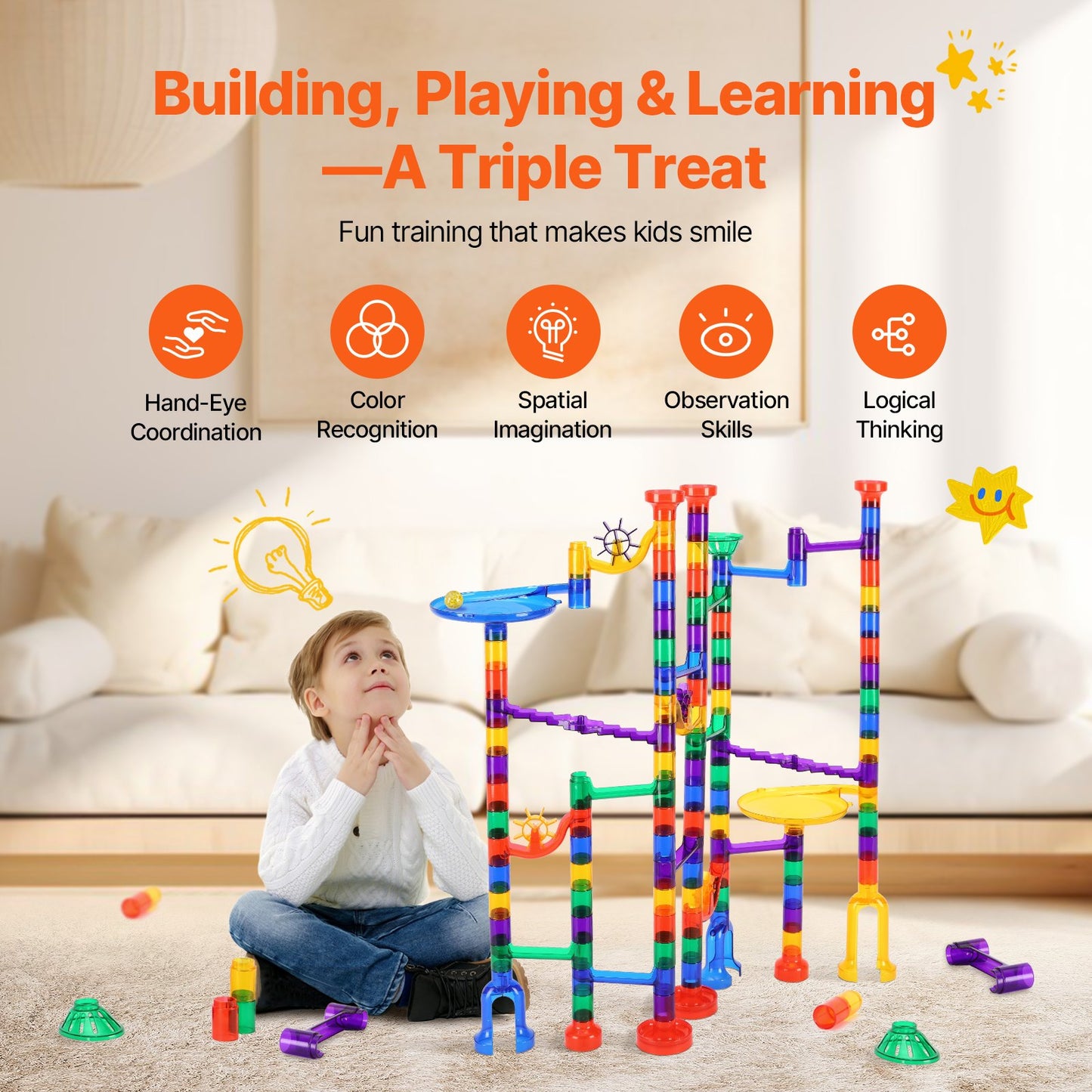 🎢 Build the Ultimate Rollercoaster, Then Race the Dark. The 145-Piece Marble Run with Glow-in-the-Dark Action for Epic Nighttime Discovery