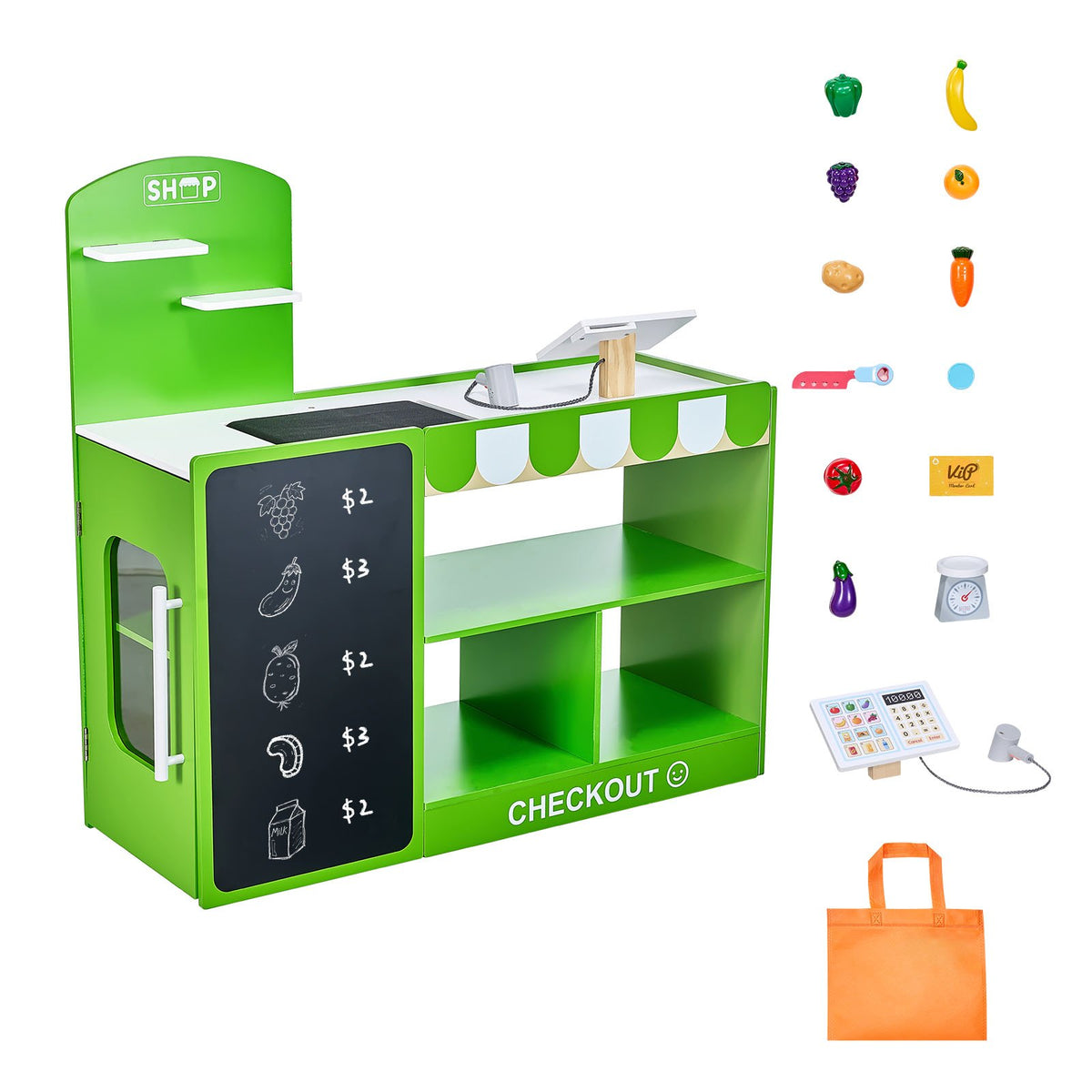 Wooden Grocery Store Market Stand for Kids
