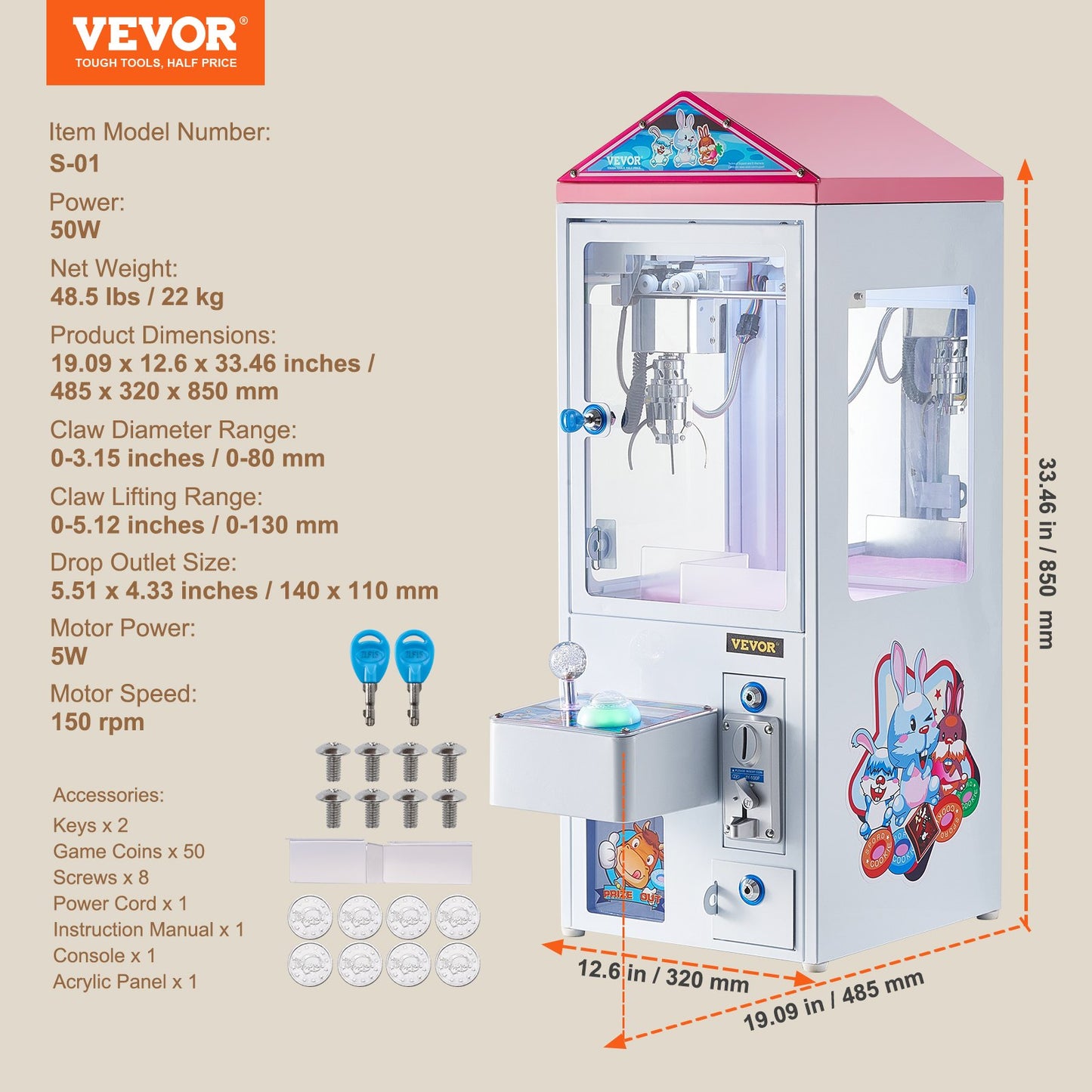 Mini Claw Machine Arcade Toy for Kids